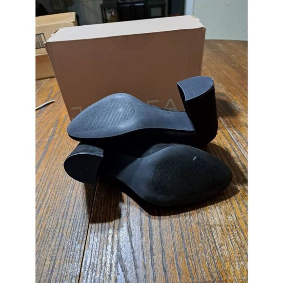 New 7.5 JustFab Black Daphne-E Round Toe Chunky Block High Heel Dress Shoes - Picture 9 of 9